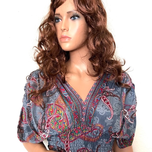 Vintage Inspired Paisley Print Smocked Crop Top - Picture 2 of 8